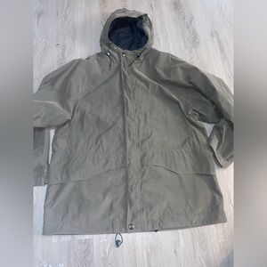 Eddie Bauer Olive Hooded Raincoat - Water-Resistant Shell